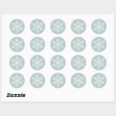 Sticker Rond Élégant Snowflake Ice Blue Holiday (Feuille)