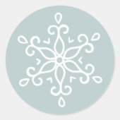 Sticker Rond Élégant Snowflake Ice Blue Holiday (Devant)