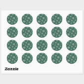 Sticker Rond Élégant Snowflakes Green Holiday (Feuille)