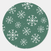 Sticker Rond Élégant Snowflakes Green Holiday (Devant)