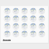 Sticker Rond Élégant Something Blue Floral Bridal Shower (Feuille)