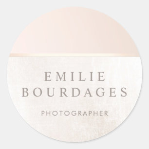 Sticker Rond Elégant Spa de jour et Salon Marbre blanc rose pâl