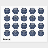 Sticker Rond Elegant Sparkles Quinceañera Crown Navy Blue (Feuille)