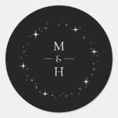 Sticker Rond Elegant Starry Monogram Celestial Wedding (Devant)