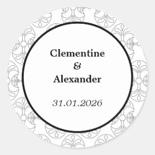 Sticker Rond Élégant style Art Déco noir et blanc