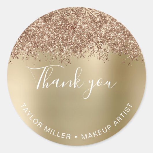 Sticker Rond Elégant style cuivre rose or parties scintillant m (Devant)