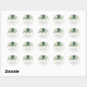 Sticker Rond Élégant Succulent Bleu Vert Sombre Mariage (Feuille)