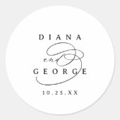 Sticker Rond Elegant Swirl Script Simple Wedding favors (Devant)