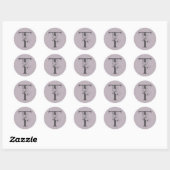 Sticker Rond Élégant T Boho Floral Monogramme initial Lilac Gre (Feuille)