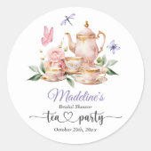 Sticker Rond Elegant Tea Party Butterflies Bridal Shower  (Devant)