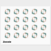 Sticker Rond Elegant Teal Rose & Orange Daisey Wedding (Feuille)