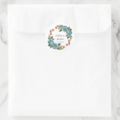 Sticker Rond Elegant Teal Rose & Orange Daisey Wedding (Sac)