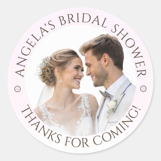 Sticker Rond Élégant Tender Rose Votre Fête des mariées Photo (Devant)