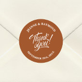 Sticker Rond Élégant Terracotta Merci Mariage Favor