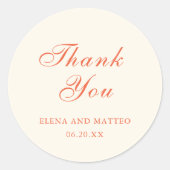 Sticker Rond Elegant Terracotta Modern Classic Wedding (Devant)