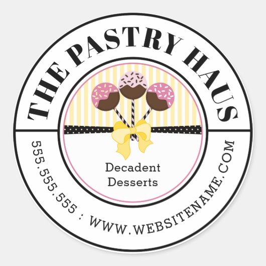 Sticker Rond Élégant texte courbé de côtelettes de gâteau (Devant)