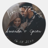 Sticker Rond Élégant texte superposition photo Mariage amour et (Devant)