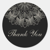 Sticker Rond Elegant Thank You Mandala Indian Black Wedding (Devant)