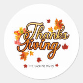Sticker Rond Elegant Thanksgiving foliage autumn fall  (Devant)