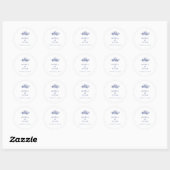 Sticker Rond Élégant Toile Français Bleu Mariage Favoriser Stic (Feuille)