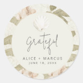 Sticker Rond Elegant Tropical Beach Wedding Favor  (Devant)