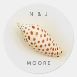 Sticker Rond Elegant Tropical Junonia Florida Beach Shell