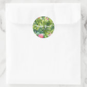 Sticker Rond Elégant Tropics Vert Feuille Floral Aquarelle (Sac)