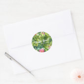 Sticker Rond Elégant Tropics Vert Feuille Floral Aquarelle (Enveloppe)
