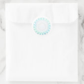 Sticker Rond Elegant Turquoise Floral Lotus White Marble (Sac)
