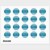 Sticker Rond Elégant Turquoise Mariage damassé Favor (Feuille)