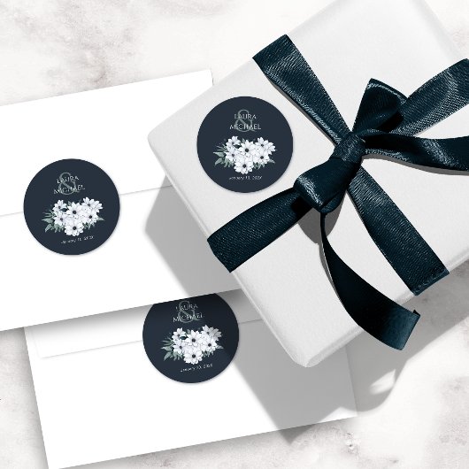 Sticker Rond Élégant Turquoise Mint Floral