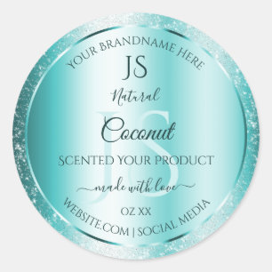 Sticker Rond Élégant Turquoise Parties scintillant douce Produi