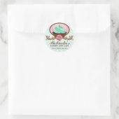 Sticker Rond Élégant Turquoise rose Brown Cupcake Boulangerie C (Sac)