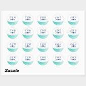 Sticker Rond Elégant Turquoise Tides Plage Mariage Favoriser (Feuille)