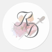 Sticker Rond Elegant Two Hearts Catholic Wedding  (Devant)