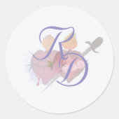 Sticker Rond Elegant Two Hearts Catholic Wedding  (Devant)