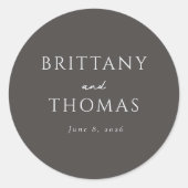 Sticker Rond Élégant Typographique Gris (Devant)