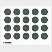 Sticker Rond Élégant Typographique Vert (Feuille)