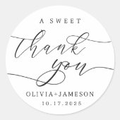 Sticker Rond Élégant Un Merci Doux Favoriser Mariage (Devant)