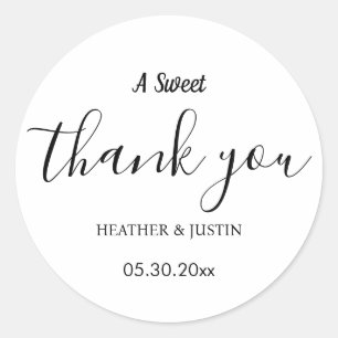 Sticker Rond Élégant Un Merci Doux Favoriser Mariage