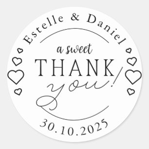 Sticker Rond Élégant Un Merci Doux Mariage Favoriser Classique