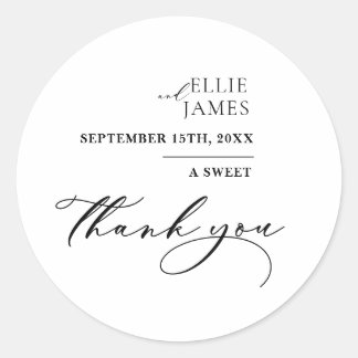 Sticker Rond Élégant Un Merci Doux Mariage Favoriser Classique
