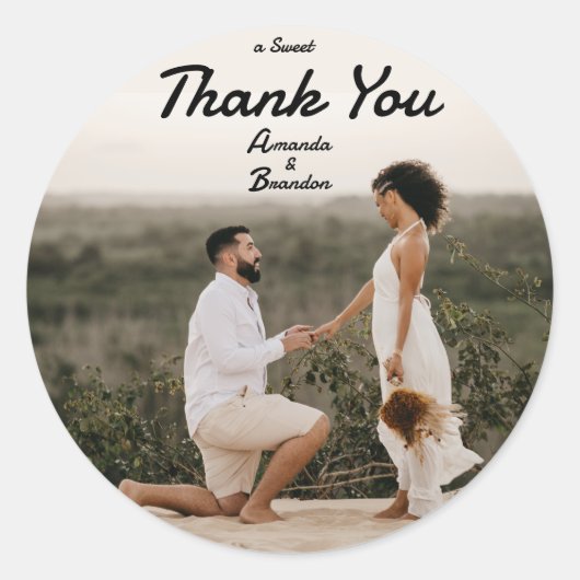 Sticker Rond Élégant Un Merci sucré (Devant)