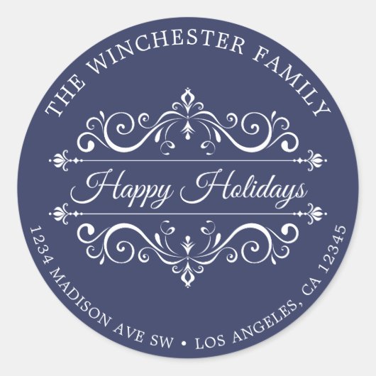 Sticker Rond Élégant Vacances - Adresse de retour (Devant)