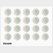 Sticker Rond Elégant vert Aquarelle Floral Script Mariage (Feuille)