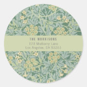 Sticker Rond Élégant vert Floral Adresse de retour Label (Devant)
