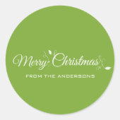 Sticker Rond Élégant vert Joyeux Noël Ivy (Devant)