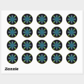 Sticker Rond Elégant vert turquoise boho retro design abstrait (Feuille)