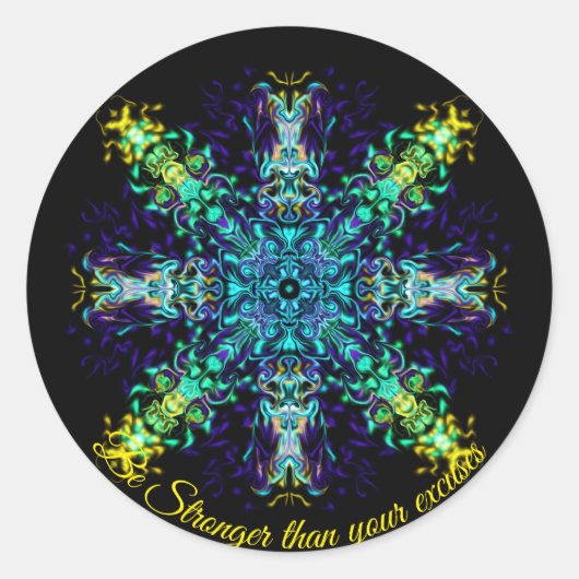 Sticker Rond Elégant vert turquoise boho retro design abstrait (Devant)