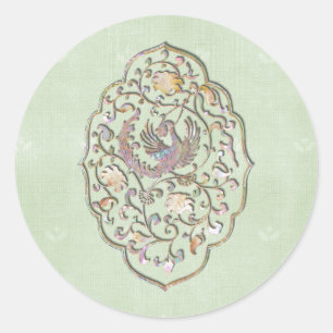 Sticker Rond Elégant Vert Vintage Enveloppe de mariage sceaux